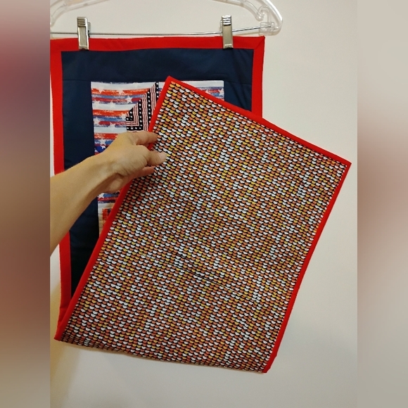 Homemade Quilted Table Runner Patriotic Theme  Red Blue White approx. 14' x 40' - Picture 15 of 16